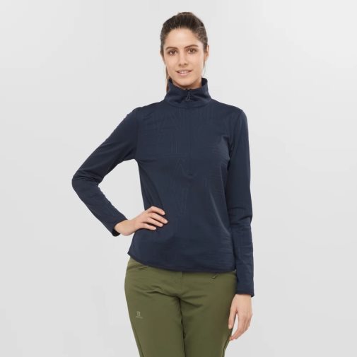 Navy Salomon Essential Lightwarm Half Zip Women's Jackets | PH 10286O